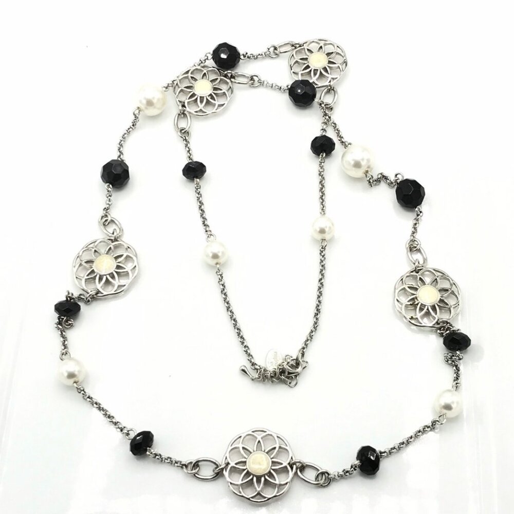 Lia Sophia Black & White Gemstone Necklace